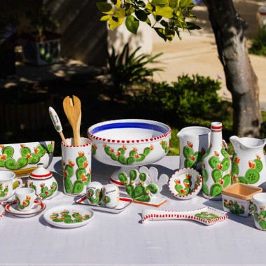 Alzata Centrotavola Folk Fichi d'India ceramiche de simone tavola Alzata Centrotavola Folk Fichi d'India ceramiche de simone tavola